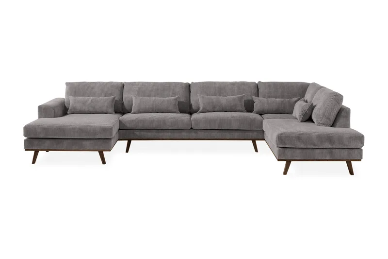 Copenhagen 5-seters Høyrevendt U-formet Large Sofa med Divan og Sjeselong i Manchester - Mørk grå - Møbler - Sofaer - U-sofa