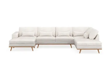 Copenhagen 5-seters Høyrevendt U-formet Sofa med Divan og Sjeselong i Bouclé - Hvit - Møbler - Sofaer - U-sofa