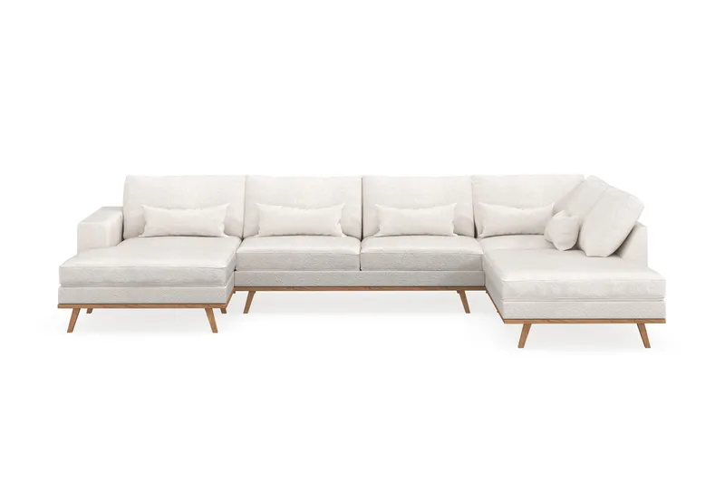 Copenhagen 5-seters Høyrevendt U-formet Sofa med Divan og Sjeselong i Bouclé - Hvit - Møbler - Sofaer - U-sofa