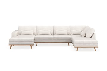 Copenhagen 5-seters Høyrevendt U-formet Sofa med Divan og Sjeselong i Bouclé - Hvit - Møbler - Sofaer - U-sofa