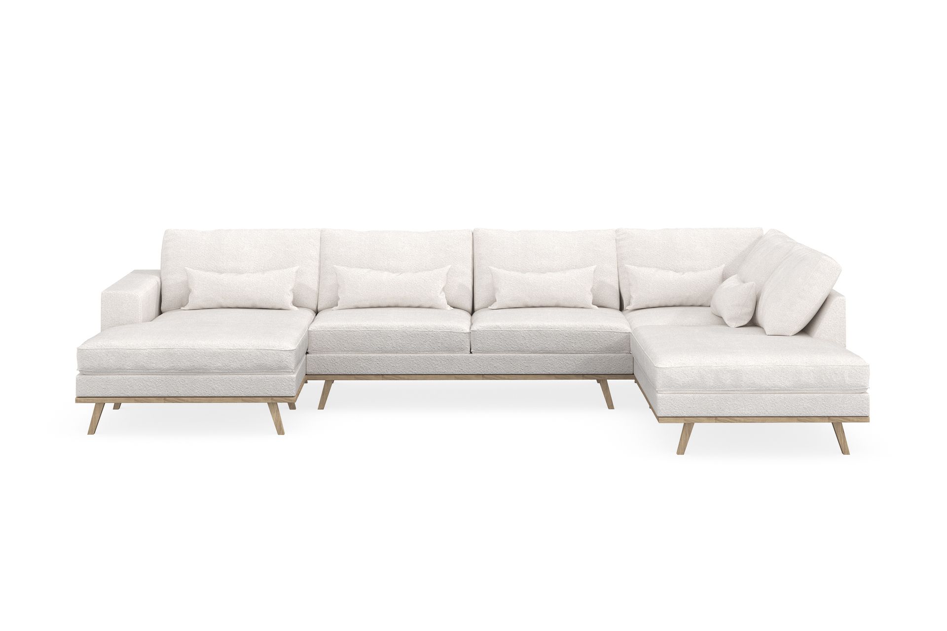 Copenhagen 5-seters Høyrevendt U-formet Sofa med Divan og Sjeselong i Bouclé - Hvit - Møbler - Sofaer - U-sofa