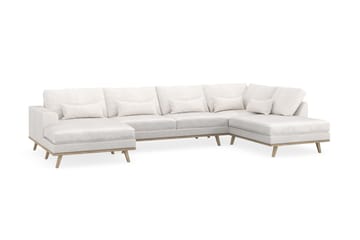 Copenhagen 5-seters Høyrevendt U-formet Sofa med Divan og Sjeselong i Bouclé - Hvit - Møbler - Sofaer - U-sofa