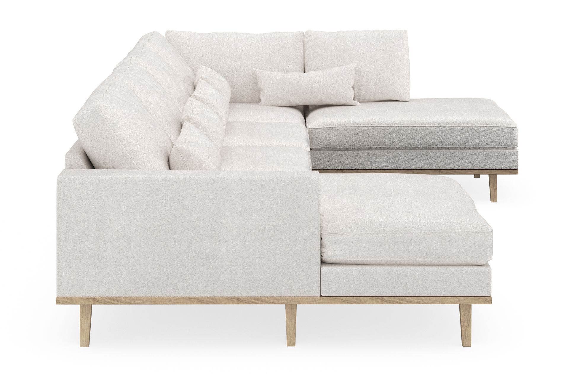 Copenhagen 5-seters Høyrevendt U-formet Sofa med Divan og Sjeselong i Bouclé - Hvit - Møbler - Sofaer - U-sofa