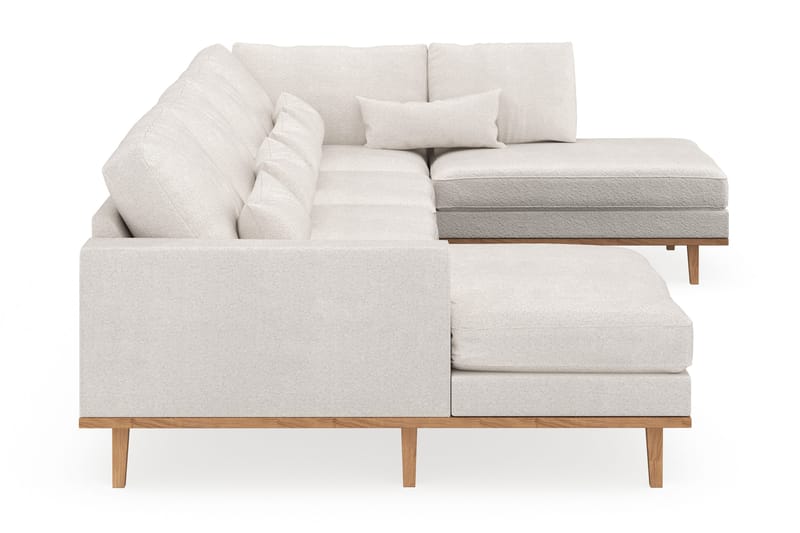 Copenhagen 5-seters Høyrevendt U-formet Sofa med Divan og Sjeselong i Bouclé - Hvit - Møbler - Sofaer - U-sofa