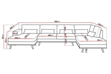 Copenhagen 5-seters Høyrevendt U-formet Sofa med Divan og Sjeselong i Bouclé - Hvit - Møbler - Sofaer - U-sofa