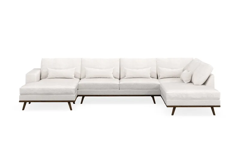 Copenhagen 5-seters Høyrevendt U-formet Sofa med Divan og Sjeselong i Bouclé - Hvit - Møbler - Sofaer - U-sofa
