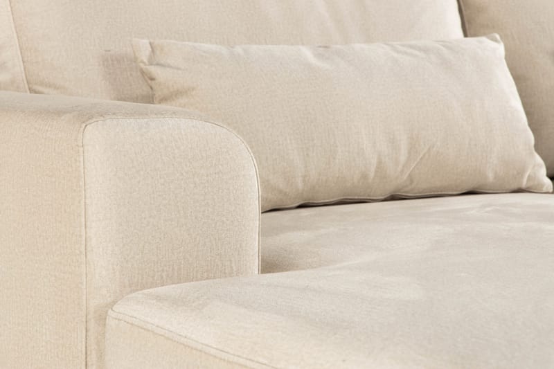 Copenhagen 5-seters Høyrevendt U-formet Sofa med Divan og Sjeselong i Fløyel - Beige - Møbler - Sofaer - U-sofa