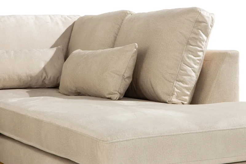 Copenhagen 5-seters Høyrevendt U-formet Sofa med Divan og Sjeselong i Fløyel - Beige - Møbler - Sofaer - U-sofa