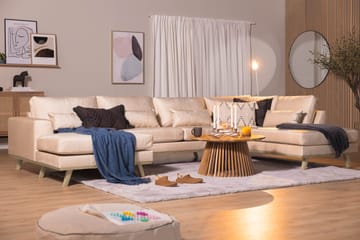 Copenhagen 5-seters Høyrevendt U-formet Sofa med Divan og Sjeselong i Fløyel - Beige - Møbler - Sofaer - U-sofa