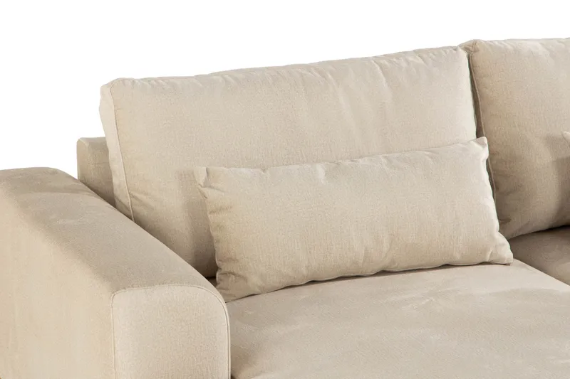 Copenhagen 5-seters Høyrevendt U-formet Sofa med Divan og Sjeselong i Fløyel - Beige - Møbler - Sofaer - U-sofa