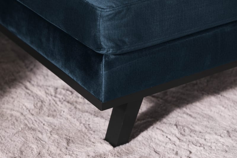 Copenhagen 5-seters Høyrevendt U-formet Sofa med Divan og Sjeselong i Fløyel - Blå - Møbler - Sofaer - U-sofa