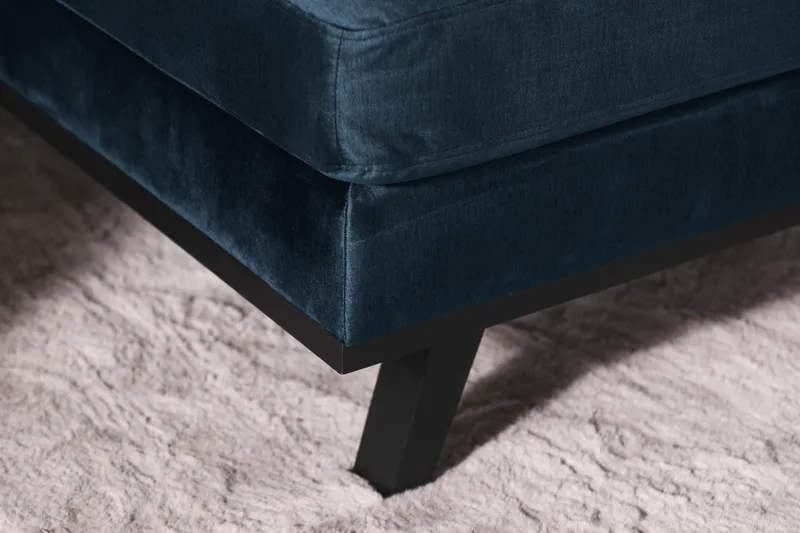 Copenhagen 5-seters Høyrevendt U-formet Sofa med Divan og Sjeselong i Fløyel - Blå - Møbler - Sofaer - U-sofa