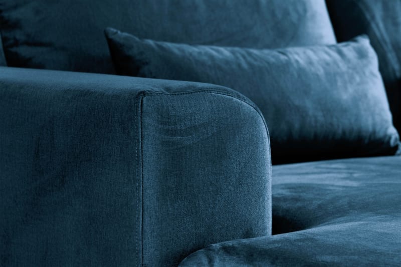 Copenhagen 5-seters Høyrevendt U-formet Sofa med Divan og Sjeselong i Fløyel - Blå - Møbler - Sofaer - U-sofa
