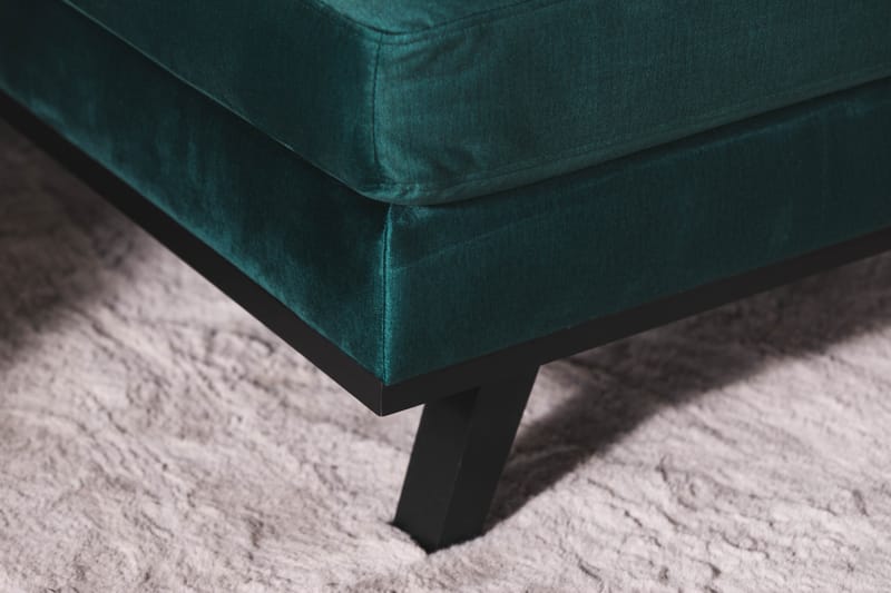 Copenhagen 5-seters Høyrevendt U-formet Sofa med Divan og Sjeselong i Fløyel - Grønn - Møbler - Sofaer - U-sofa