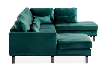 Copenhagen 5-seters Høyrevendt U-formet Sofa med Divan og Sjeselong i Fløyel - Grønn - Møbler - Sofaer - U-sofa
