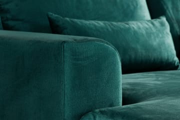 Copenhagen 5-seters Høyrevendt U-formet Sofa med Divan og Sjeselong i Fløyel - Grønn - Møbler - Sofaer - U-sofa