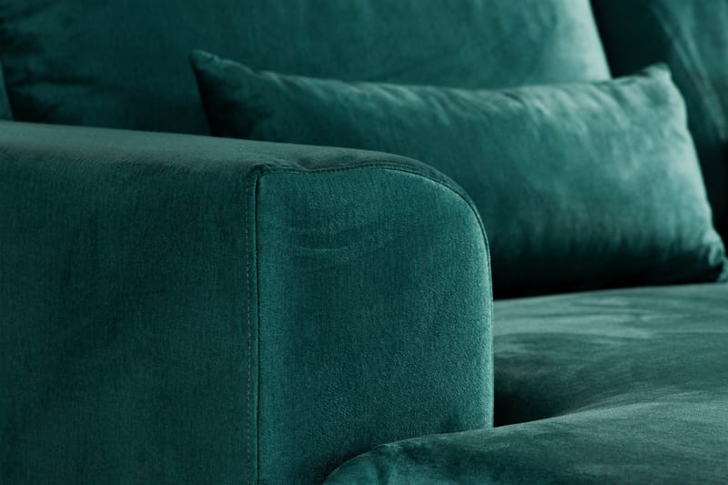 Copenhagen 5-seters Høyrevendt U-formet Sofa med Divan og Sjeselong i Fløyel - Grønn - Møbler - Sofaer - U-sofa