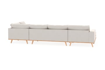 Copenhagen 5-seters Høyrevendt U-formet Sofa med Divan og Sjeselong i Fløyel - Kremhvit - Møbler - Sofaer - U-sofa