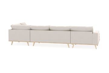 Copenhagen 5-seters Høyrevendt U-formet Sofa med Divan og Sjeselong i Fløyel - Kremhvit - Møbler - Sofaer - U-sofa