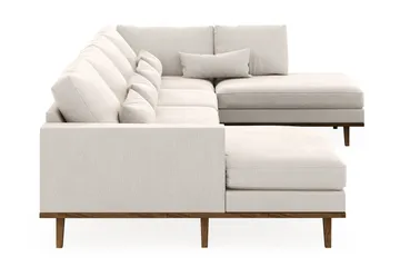 Copenhagen 5-seters Høyrevendt U-formet Sofa med Divan og Sjeselong i Fløyel - Kremhvit - Møbler - Sofaer - U-sofa