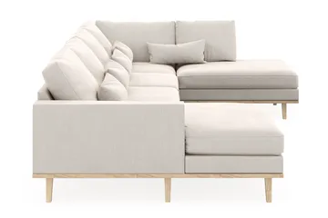 Copenhagen 5-seters Høyrevendt U-formet Sofa med Divan og Sjeselong i Fløyel - Kremhvit - Møbler - Sofaer - U-sofa