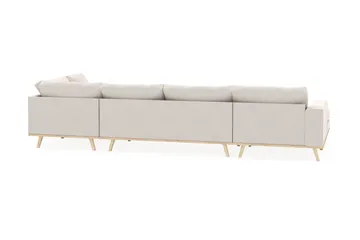 Copenhagen 5-seters Høyrevendt U-formet Sofa med Divan og Sjeselong i Fløyel - Kremhvit - Møbler - Sofaer - U-sofa