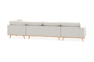 Copenhagen 5-seters Høyrevendt U-formet Sofa med Divan og Sjeselong i Fløyel - Kremhvit - Møbler - Sofaer - U-sofa