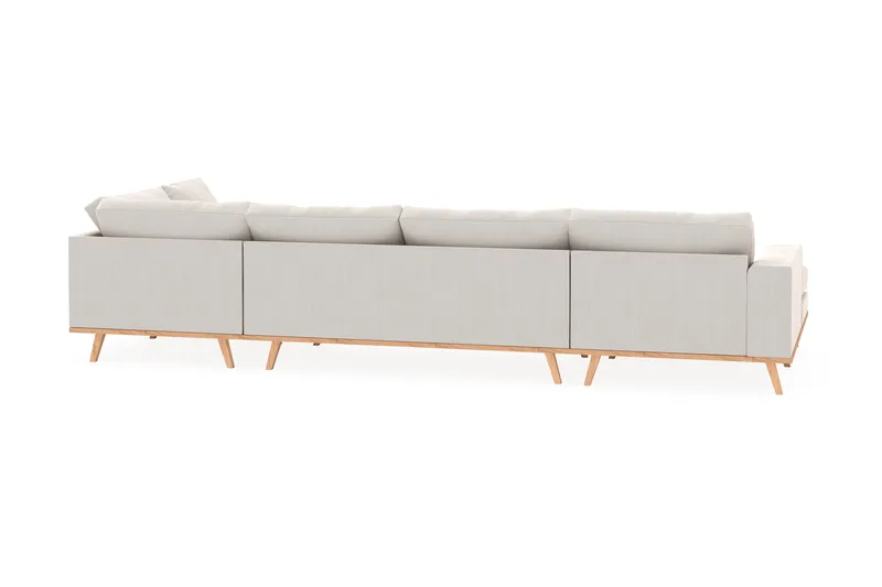 Copenhagen 5-seters Høyrevendt U-formet Sofa med Divan og Sjeselong i Fløyel - Kremhvit - Møbler - Sofaer - U-sofa