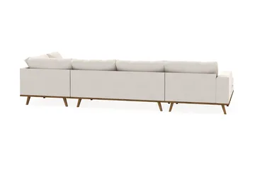 Copenhagen 5-seters Høyrevendt U-formet Sofa med Divan og Sjeselong i Fløyel - Kremhvit - Møbler - Sofaer - U-sofa