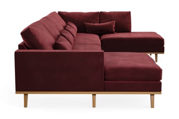 Copenhagen 5-seters Høyrevendt U-formet Sofa med Divan og Sjeselong i Fløyel - Lilla - Møbler - Sofaer - U-sofa