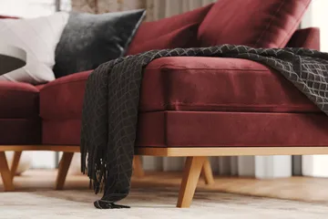Copenhagen 5-seters Høyrevendt U-formet Sofa med Divan og Sjeselong i Fløyel - Lilla - Møbler - Sofaer - U-sofa
