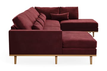 Copenhagen 5-seters Høyrevendt U-formet Sofa med Divan og Sjeselong i Fløyel - Lilla - Møbler - Sofaer - U-sofa
