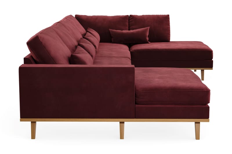 Copenhagen 5-seters Høyrevendt U-formet Sofa med Divan og Sjeselong i Fløyel - Lilla - Møbler - Sofaer - U-sofa