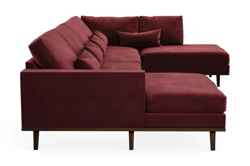 Copenhagen 5-seters Høyrevendt U-formet Sofa med Divan og Sjeselong i Fløyel - Lilla - Møbler - Sofaer - U-sofa