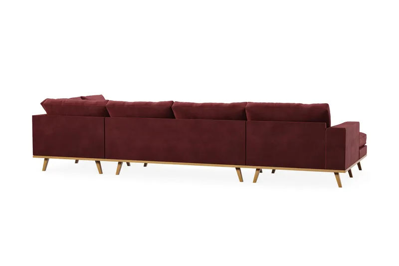 Copenhagen 5-seters Høyrevendt U-formet Sofa med Divan og Sjeselong i Fløyel - Lilla - Møbler - Sofaer - U-sofa