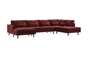 Copenhagen 5-seters Høyrevendt U-formet Sofa med Divan og Sjeselong i Fløyel - Lilla - Møbler - Sofaer - U-sofa