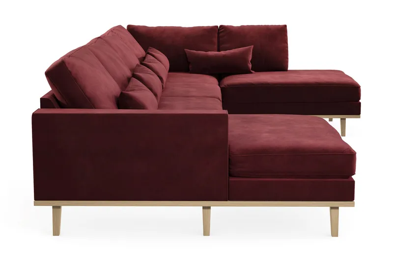 Copenhagen 5-seters Høyrevendt U-formet Sofa med Divan og Sjeselong i Fløyel - Lilla - Møbler - Sofaer - U-sofa