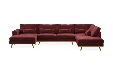 Copenhagen 5-seters Høyrevendt U-formet Sofa med Divan og Sjeselong i Fløyel