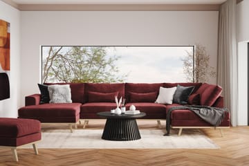 Copenhagen 5-seters Høyrevendt U-formet Sofa med Divan og Sjeselong i Fløyel - Lilla - Møbler - Sofaer - U-sofa