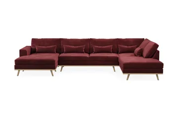 Copenhagen 5-seters Høyrevendt U-formet Sofa med Divan og Sjeselong i Fløyel