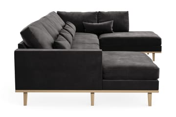 Copenhagen 5-seters Høyrevendt U-formet Sofa med Divan og Sjeselong i Fløyel - Mørk grå - Møbler - Sofaer - U-sofa