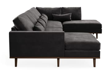 Copenhagen 5-seters Høyrevendt U-formet Sofa med Divan og Sjeselong i Fløyel - Mørk grå - Møbler - Sofaer - U-sofa