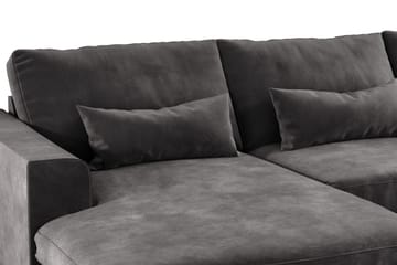 Copenhagen 5-seters Høyrevendt U-formet Sofa med Divan og Sjeselong i Fløyel - Mørk grå - Møbler - Sofaer - U-sofa