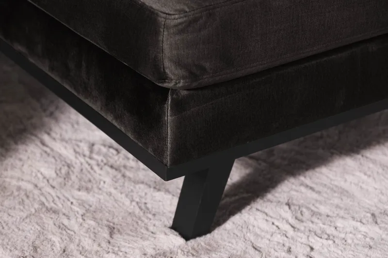 Copenhagen 5-seters Høyrevendt U-formet Sofa med Divan og Sjeselong i Fløyel - Mørk grå - Møbler - Sofaer - U-sofa