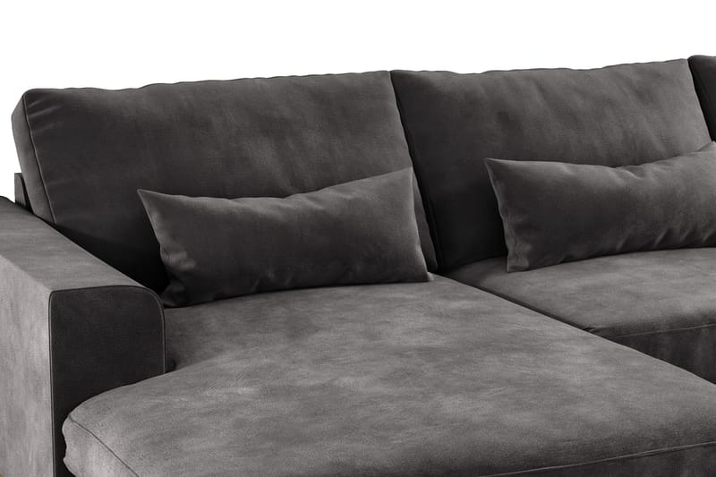 Copenhagen 5-seters Høyrevendt U-formet Sofa med Divan og Sjeselong i Fløyel - Mørk grå - Møbler - Sofaer - U-sofa
