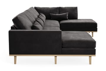 Copenhagen 5-seters Høyrevendt U-formet Sofa med Divan og Sjeselong i Fløyel - Mørk grå - Møbler - Sofaer - U-sofa