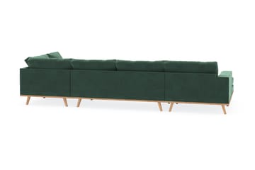 Copenhagen 5-seters Høyrevendt U-formet Sofa med Divan og Sjeselong i Fløyel - Mørk grønn - Møbler - Sofaer - U-sofa