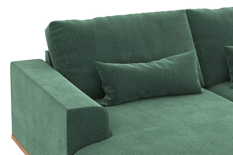 Copenhagen 5-seters Høyrevendt U-formet Sofa med Divan og Sjeselong i Fløyel - Mørk grønn - Møbler - Sofaer - U-sofa