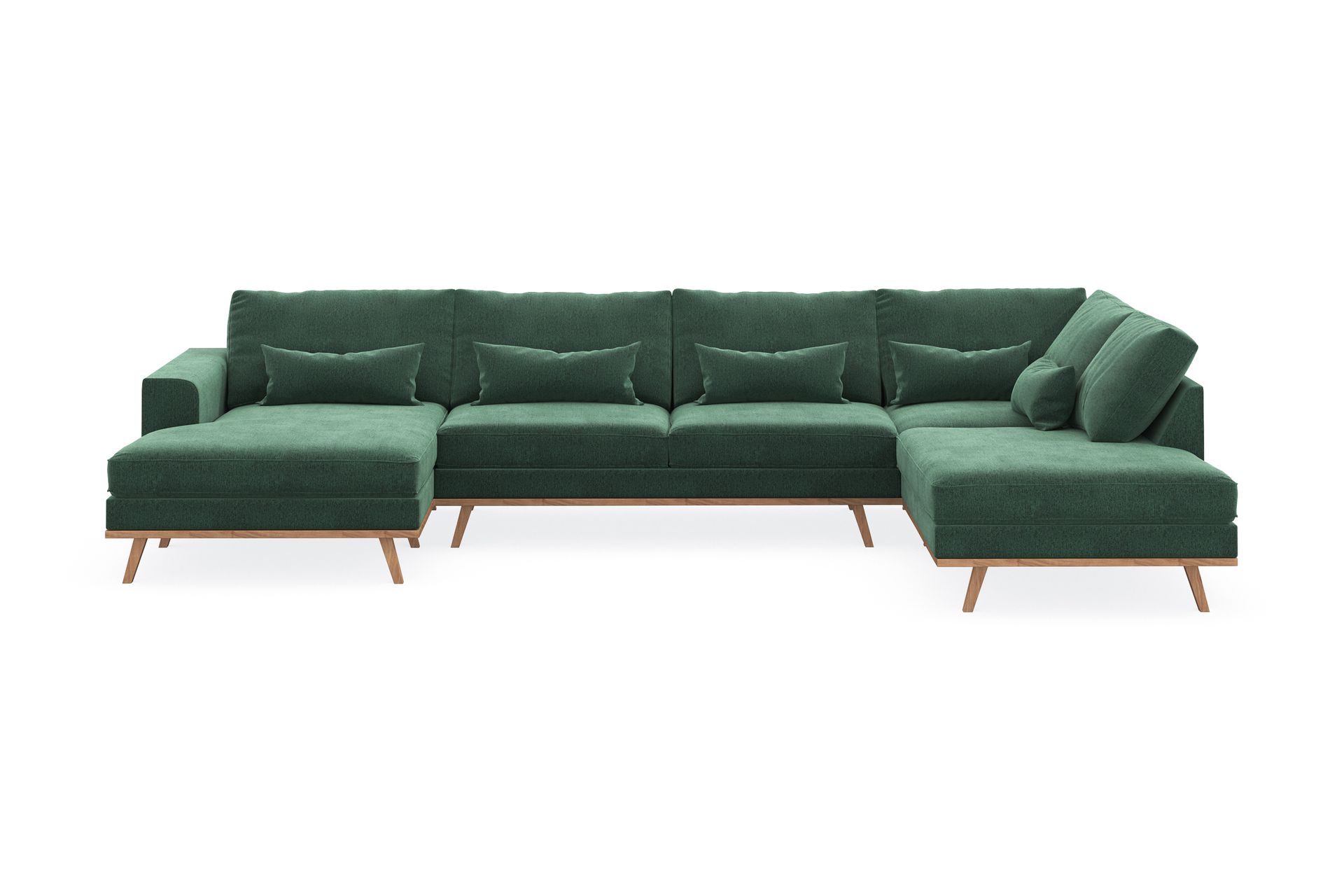 Copenhagen 5-seters Høyrevendt U-formet Sofa med Divan og Sjeselong i Fløyel - Mørk grønn - Møbler - Sofaer - U-sofa