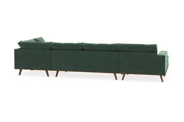 Copenhagen 5-seters Høyrevendt U-formet Sofa med Divan og Sjeselong i Fløyel - Mørk grønn - Møbler - Sofaer - U-sofa